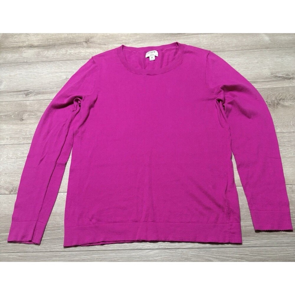 J. Crew Teddie Fine Gauge Rib Sweater Long Raglan Sleeves Pink Cotton Women M